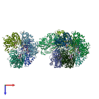 PDB entry 2pkr coloured by chain, top view.