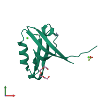 PDB entry 2pkt coloured by chain, front view.