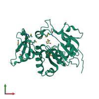 PDB entry 2pkw coloured by chain, front view.