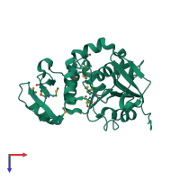 PDB entry 2pkw coloured by chain, top view.