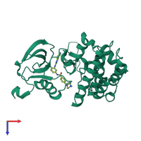 PDB entry 2pl0 coloured by chain, top view.