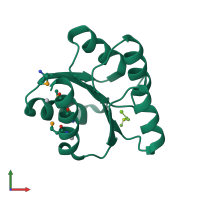 PDB entry 2pl1 coloured by chain, front view.