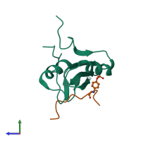 PDB entry 2pld coloured by chain, side view.