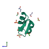 PDB entry 2plh coloured by chain, side view.