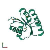 PDB entry 2pln coloured by chain, front view.