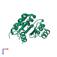 PDB entry 2pln coloured by chain, top view.