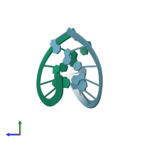 PDB entry 2plo coloured by chain, side view.