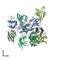 PDB entry 2pls coloured by chain, front view.