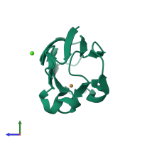 PDB entry 2plt coloured by chain, side view.