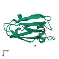 PDB entry 2plt coloured by chain, top view.