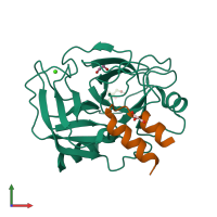 PDB entry 2plx coloured by chain, front view.