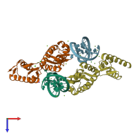 PDB entry 2ply coloured by chain, top view.