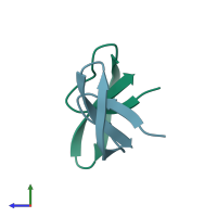 PDB entry 2pm4 coloured by chain, side view.