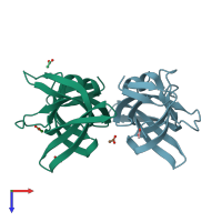 PDB entry 2pma coloured by chain, top view.