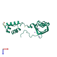 PDB entry 2pmh coloured by chain, top view.