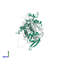 Cyclin-dependent protein kinase PHO85 in PDB entry 2pmi, assembly 1, side view.