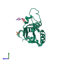 PDB entry 2pmp coloured by chain, side view.