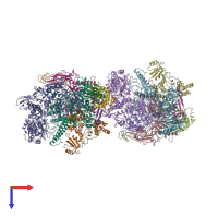 PDB entry 2pmz coloured by chain, top view.