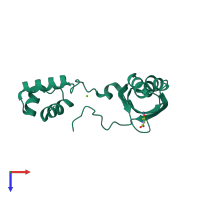 PDB entry 2pn6 coloured by chain, top view.