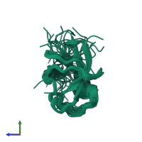 PDB entry 2pni coloured by chain, ensemble of 26 models, side view.