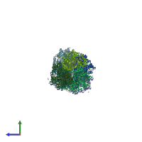 PDB entry 2pnk coloured by chain, side view.