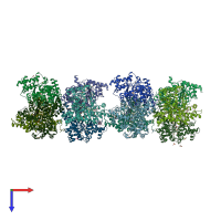 PDB entry 2pnk coloured by chain, top view.