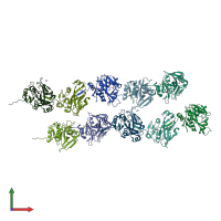 PDB entry 2pnl coloured by chain, front view.