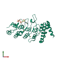 PDB entry 2pnn coloured by chain, front view.