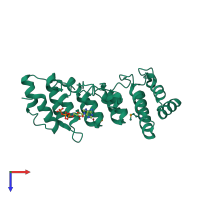 PDB entry 2pnn coloured by chain, top view.