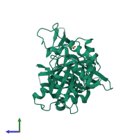 PDB entry 2pnw coloured by chain, side view.