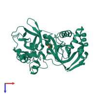 PDB entry 2pnw coloured by chain, top view.