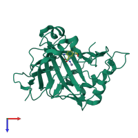 PDB entry 2pow coloured by chain, top view.