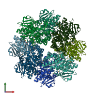 PDB entry 2poz coloured by chain, front view.