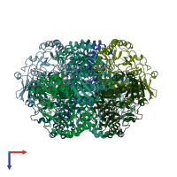 PDB entry 2poz coloured by chain, top view.