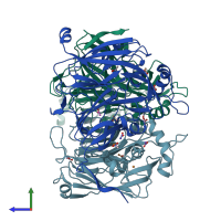 PDB entry 2ppc coloured by chain, side view.