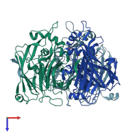 PDB entry 2ppd coloured by chain, top view.