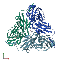PDB entry 2ppe coloured by chain, front view.