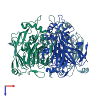 PDB entry 2ppe coloured by chain, top view.