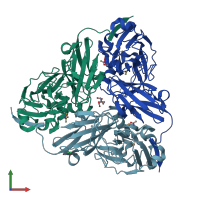 PDB entry 2ppf coloured by chain, front view.