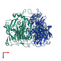 PDB entry 2ppf coloured by chain, top view.