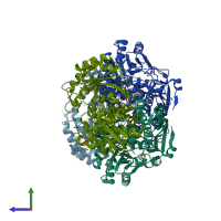 PDB entry 2ppg coloured by chain, side view.