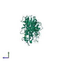 PDB entry 2ppl coloured by chain, side view.