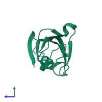 PDB entry 2ppn coloured by chain, side view.