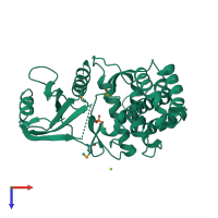 PDB entry 2ppq coloured by chain, top view.