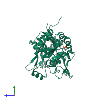 PDB entry 2ppv coloured by chain, side view.
