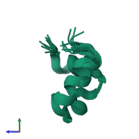 PDB entry 2ppz coloured by chain, ensemble of 10 models, side view.