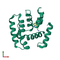 PDB entry 2pql coloured by chain, front view.