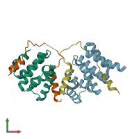 PDB entry 2pqr coloured by chain, front view.