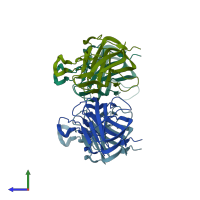 PDB entry 2pqs coloured by chain, side view.