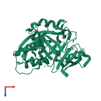 PDB entry 2pqt coloured by chain, top view.